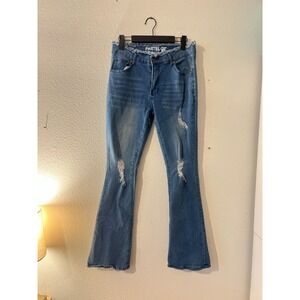 Pastel Womens Flare Distressed Raw Waist Jeans Sz 9/10 Cowgirl Boho Retro 70s